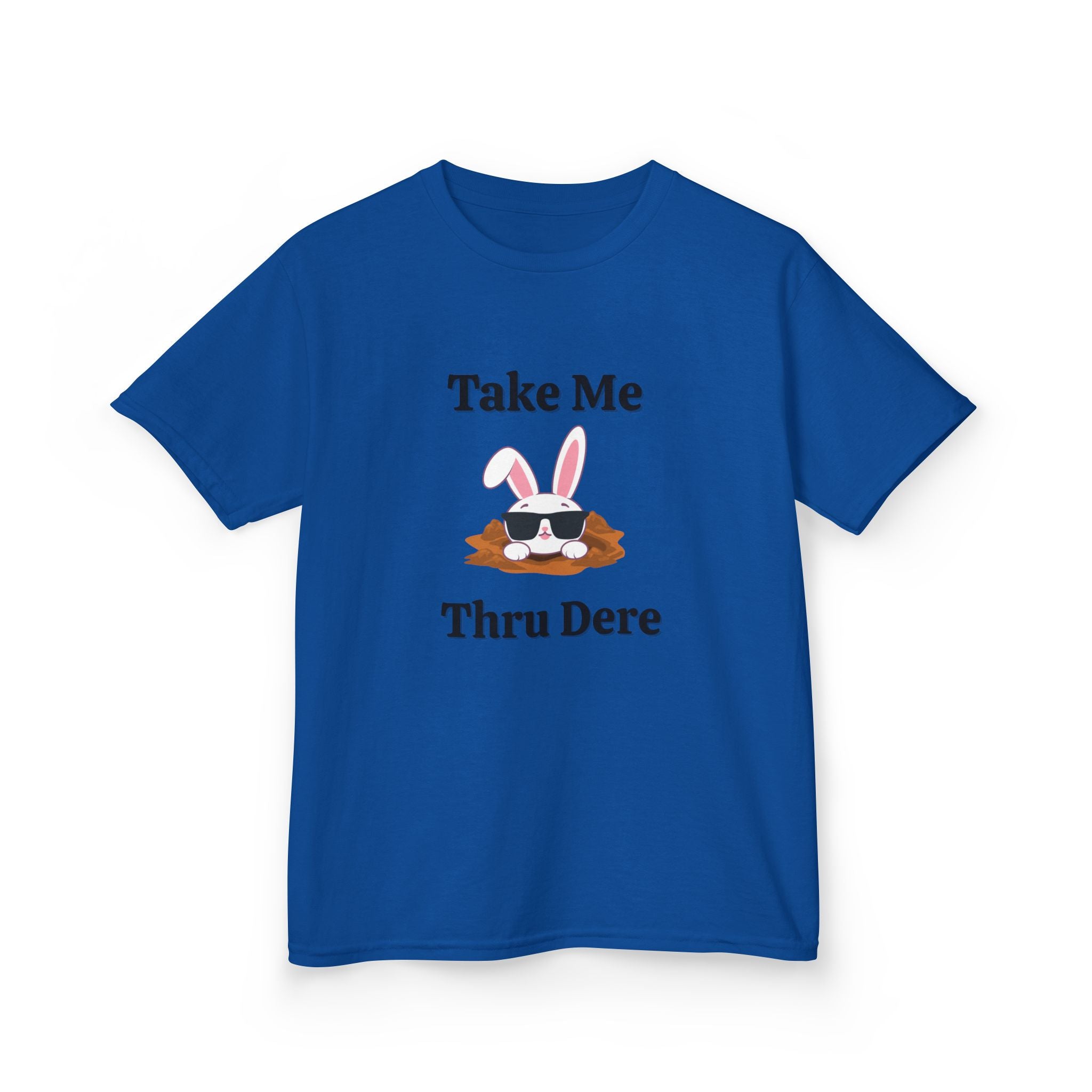 Kids Tee — "Take Me Thru Dere" Bunny Sunglasses Graphic