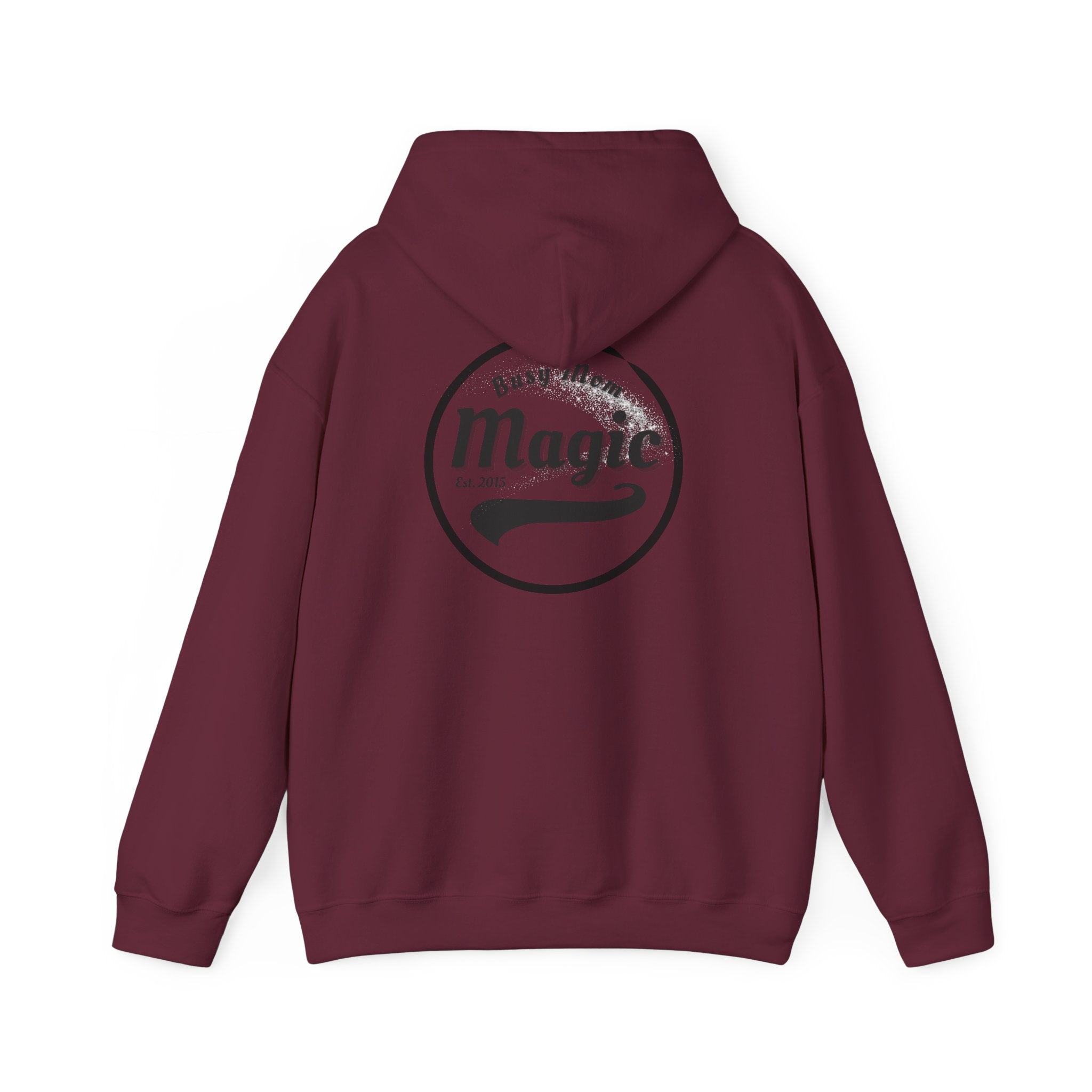 Magic Logo Hoodie | Vintage Circle Badge, 'Busy Mom' Script