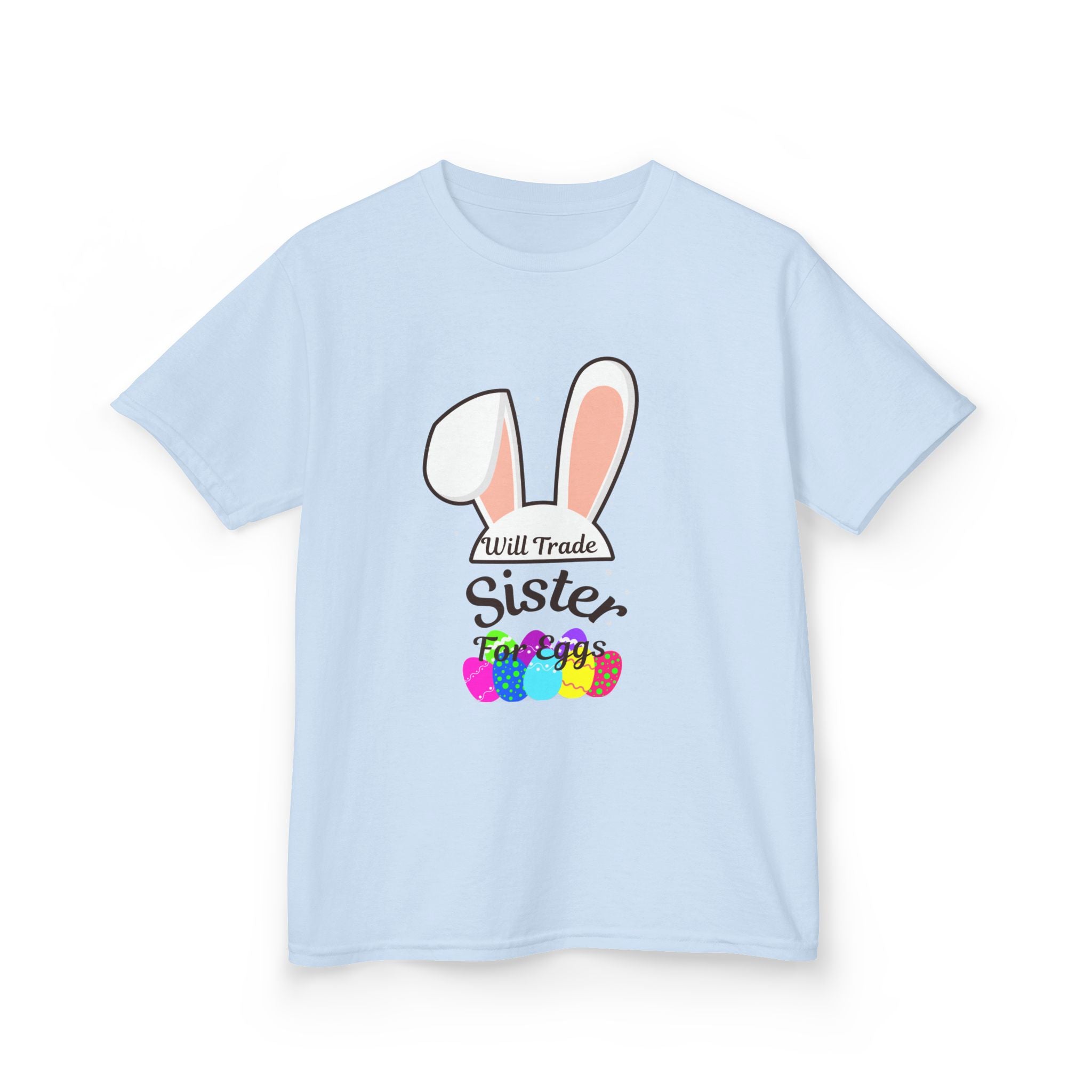 Bunny Ears Sister Kids Tee | Easter bunny, colorful eggs, sibling shirt