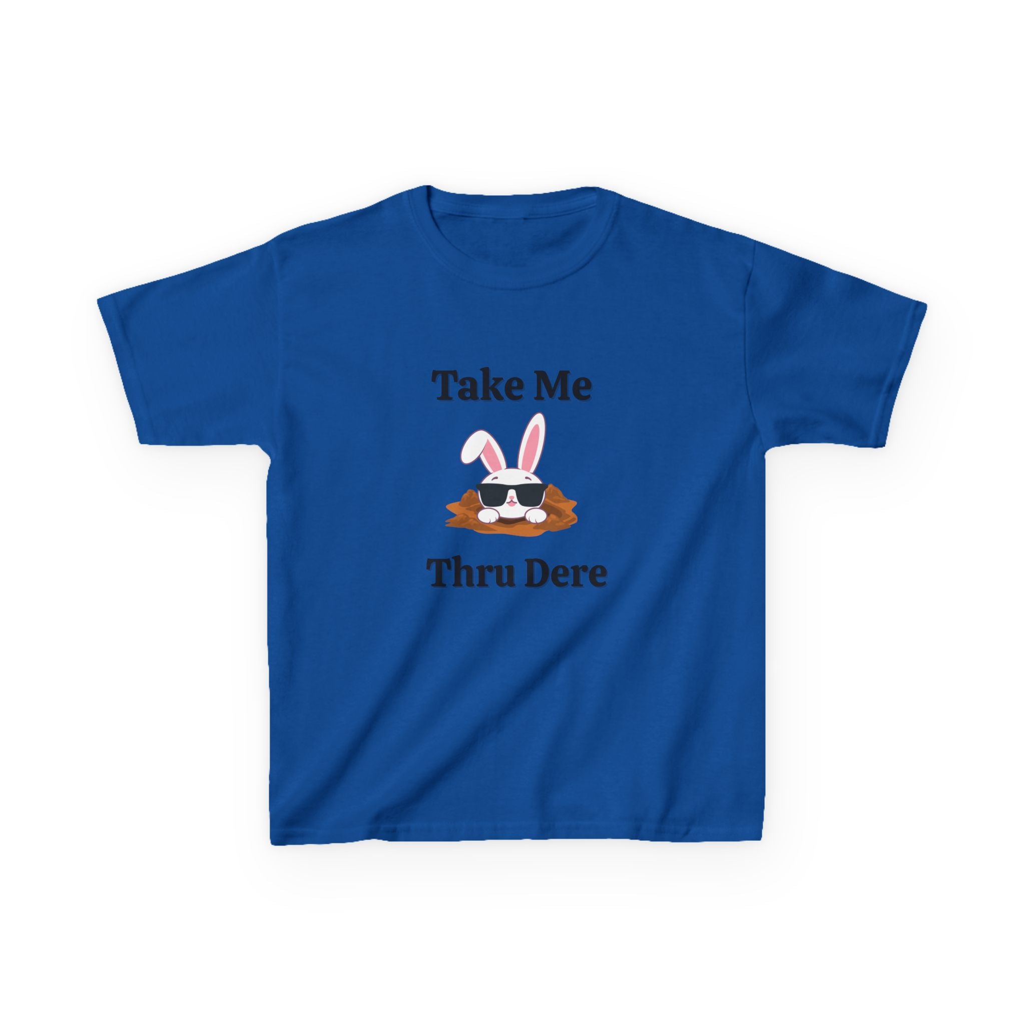 Kids Tee — "Take Me Thru Dere" Bunny Sunglasses Graphic