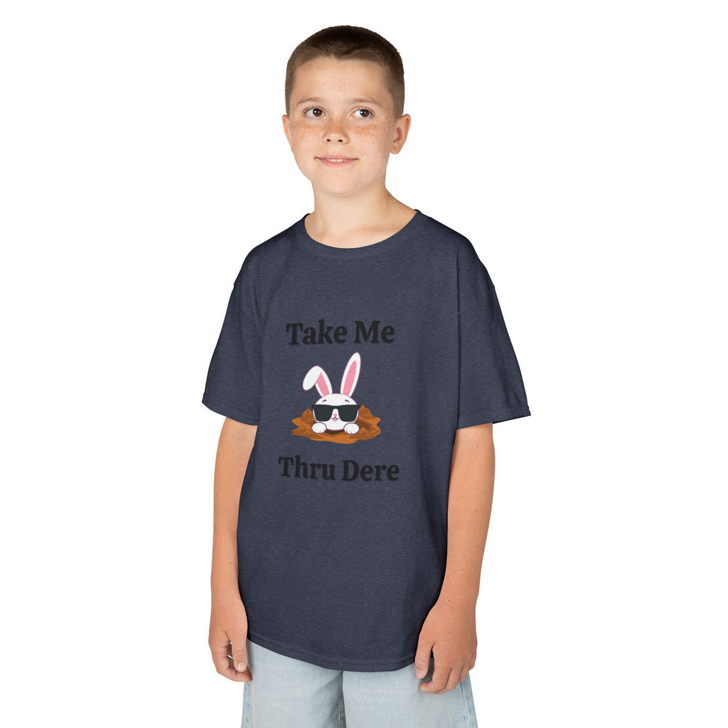 Kids Tee — "Take Me Thru Dere" Bunny Sunglasses Graphic