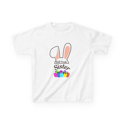 Bunny Ears Sister Kids Tee | Easter bunny, colorful eggs, sibling shirt