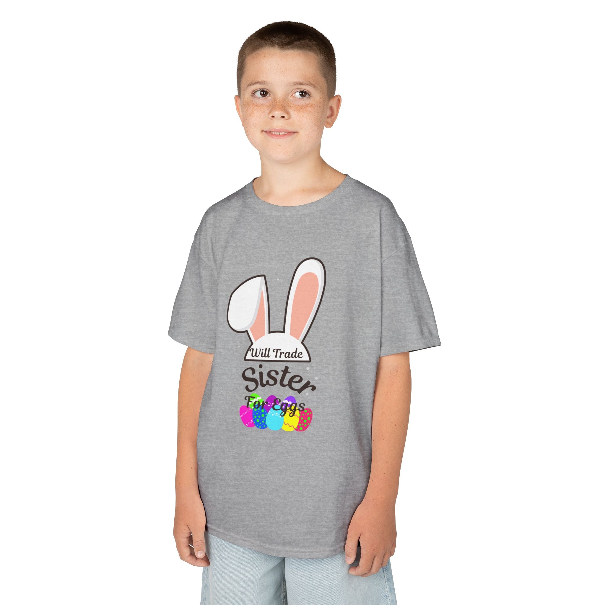 Bunny Ears Sister Kids Tee | Easter bunny, colorful eggs, sibling shirt