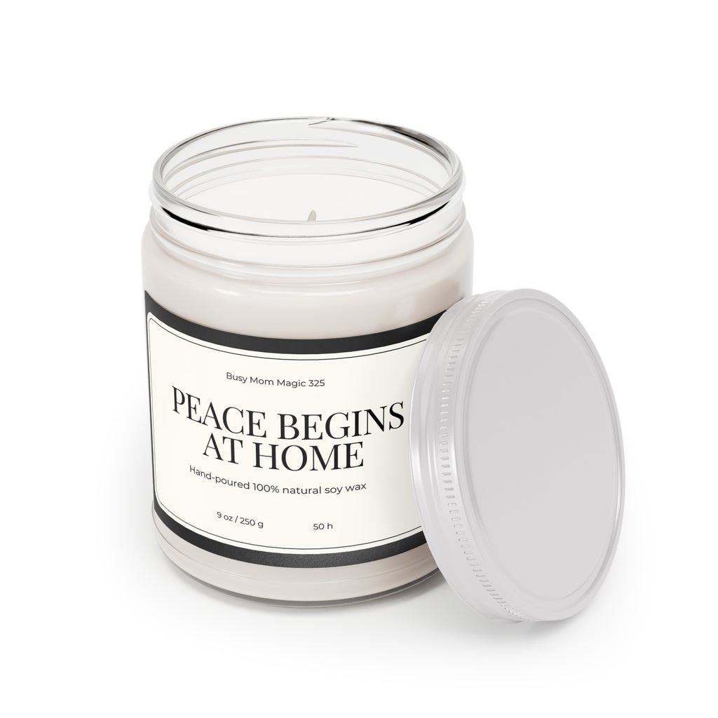 Soy Candle — "Peace Begins At Home" 9oz Scented Jar
