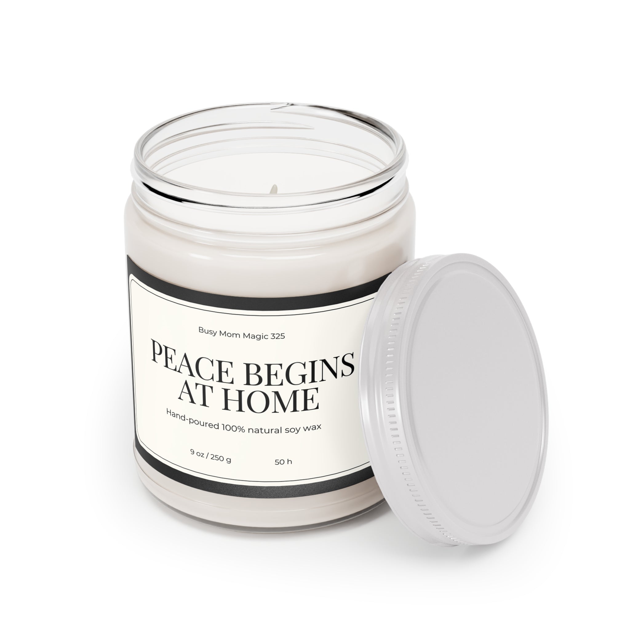Soy Candle — "Peace Begins At Home" 9oz Scented Jar