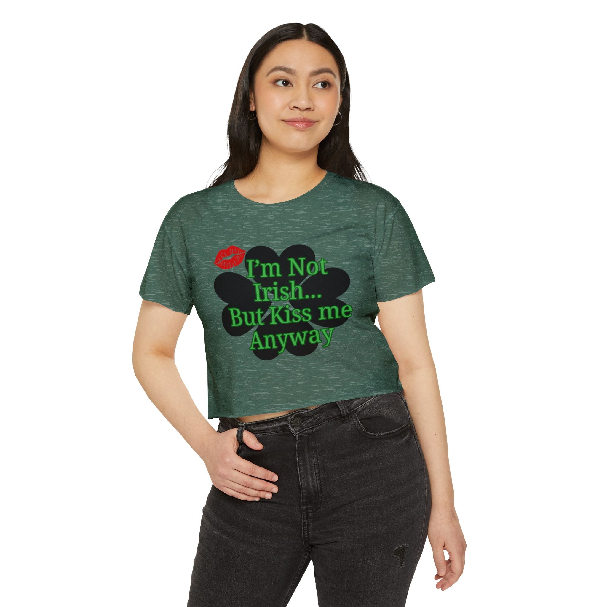 St. Patrick's 'I'm Not Irish…But Kiss Me Anyway' Women's Crop Top
