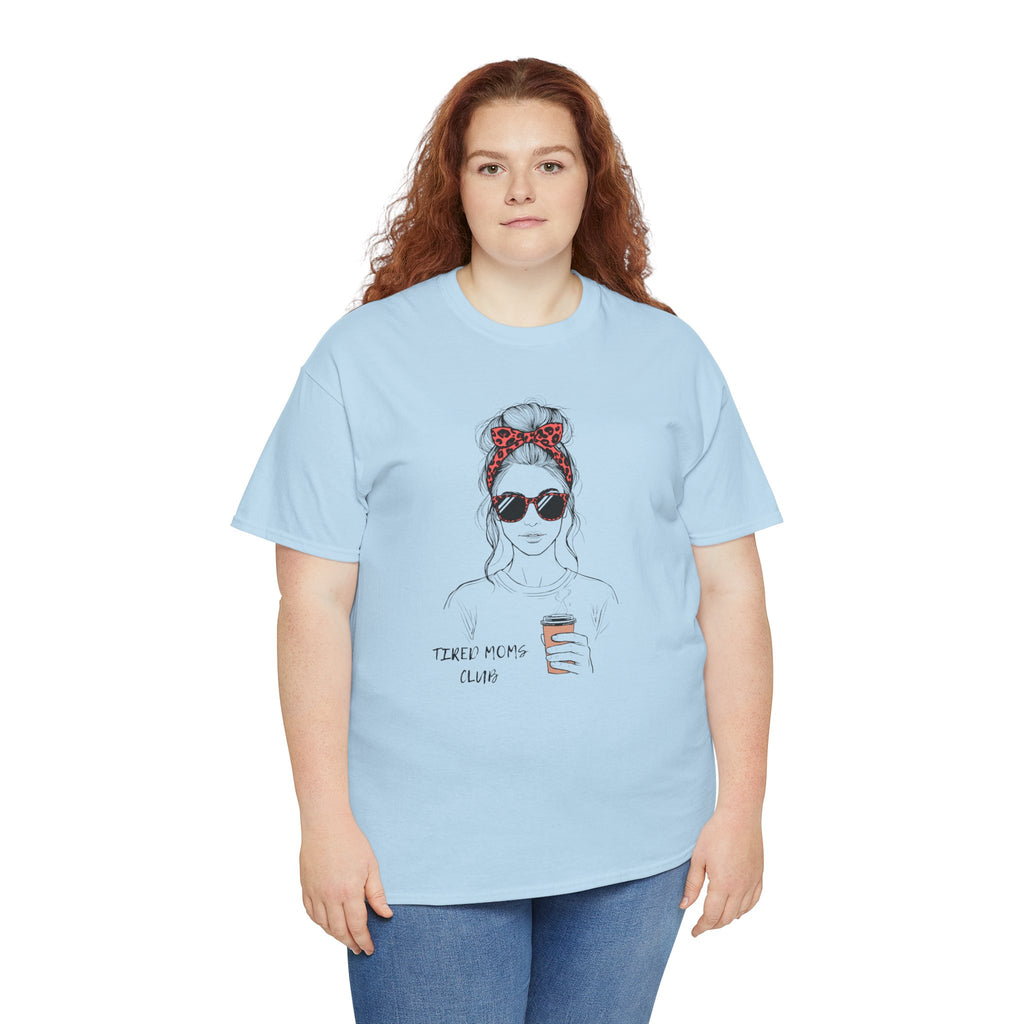 Tired MOM T-Shirt | Mom Hair Bandana Sunglasses Coffee Tee