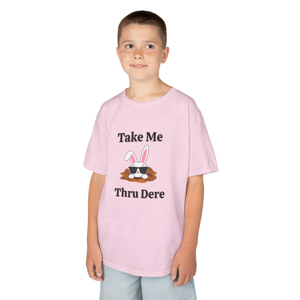 Kids Tee — "Take Me Thru Dere" Bunny Sunglasses Graphic