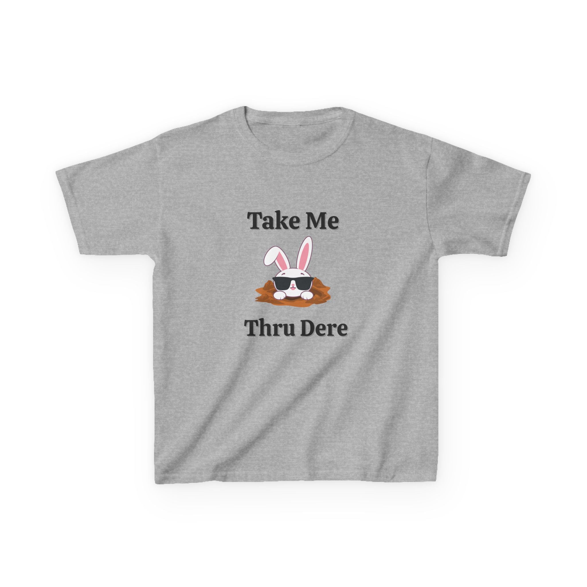 Kids Tee — "Take Me Thru Dere" Bunny Sunglasses Graphic