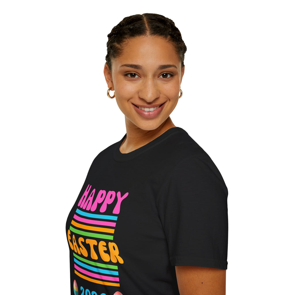 Happy Easter 2026 T-Shirt | Pastel Stripes, Easter Eggs