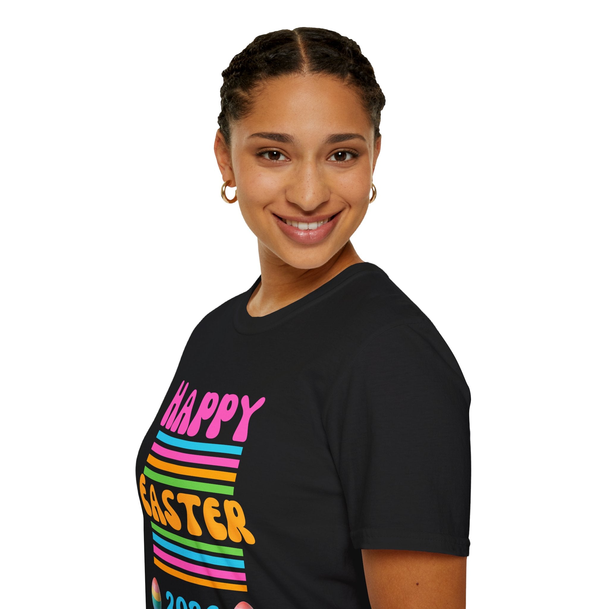 Happy Easter 2026 T-Shirt | Pastel Stripes, Easter Eggs