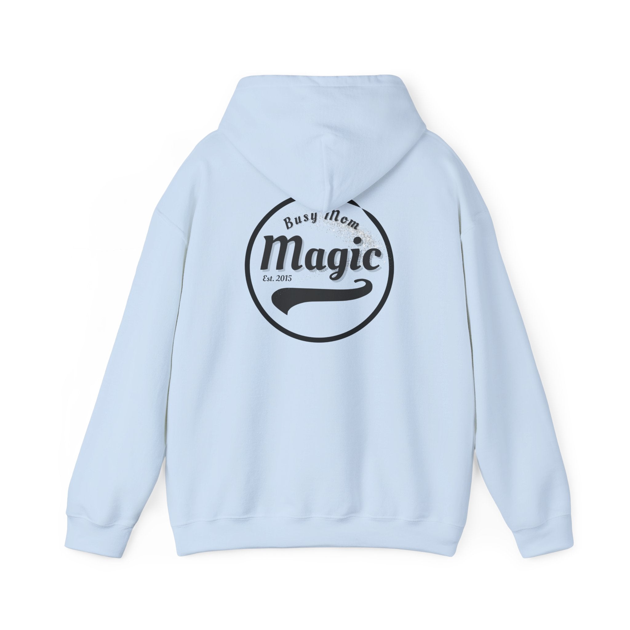 Magic Logo Hoodie | Vintage Circle Badge, 'Busy Mom' Script