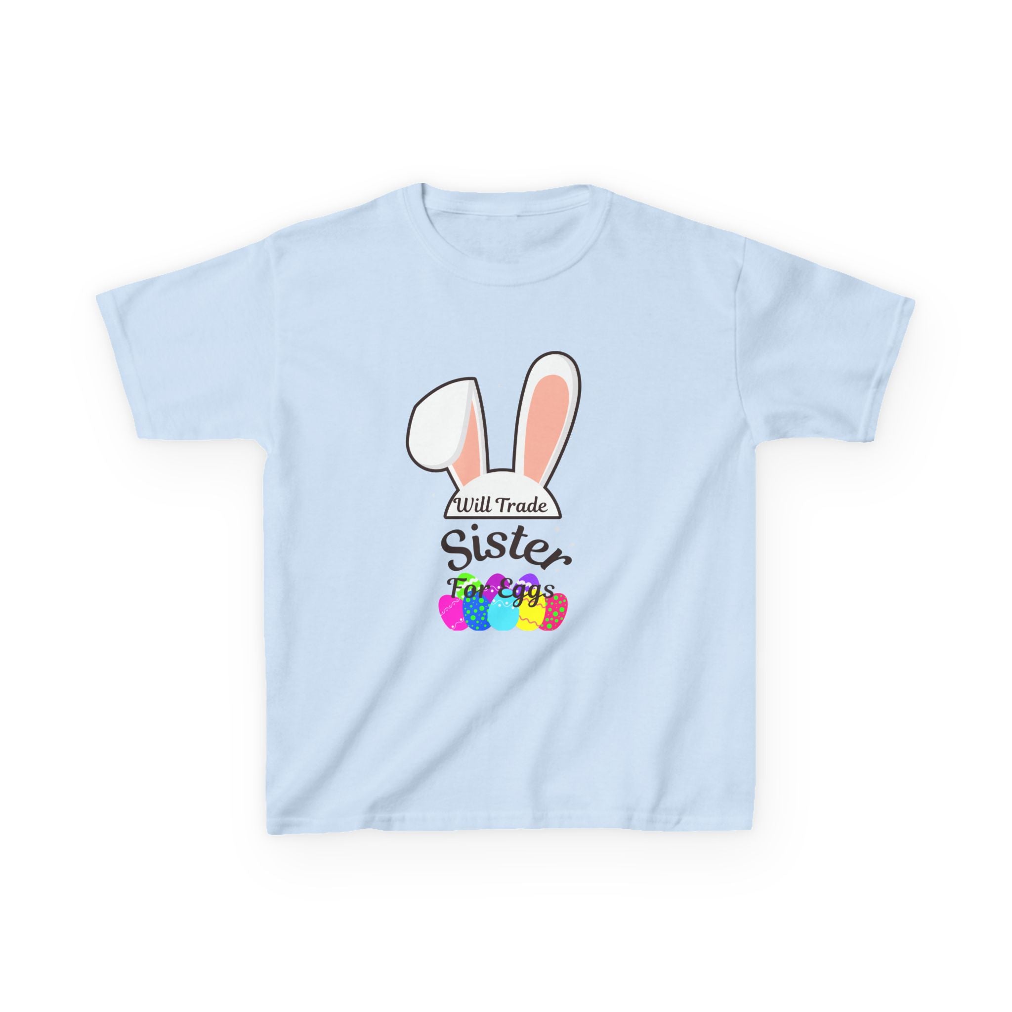 Bunny Ears Sister Kids Tee | Easter bunny, colorful eggs, sibling shirt