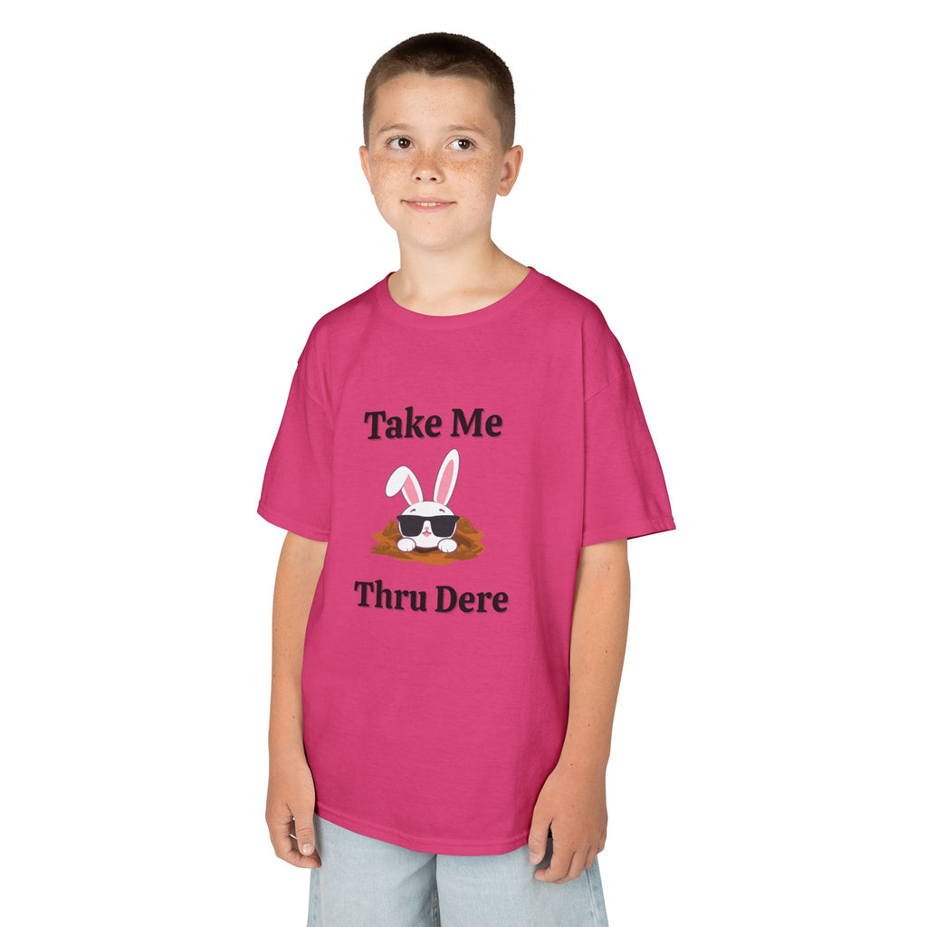 Kids Tee — "Take Me Thru Dere" Bunny Sunglasses Graphic