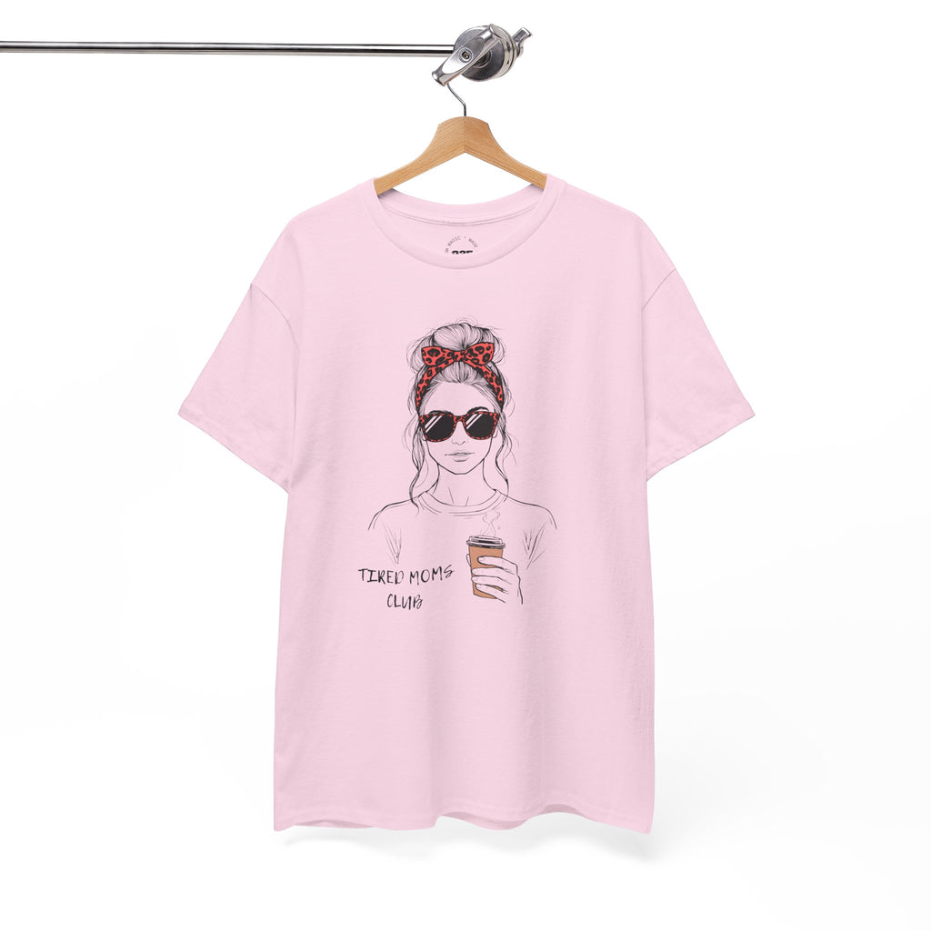 Tired MOM T-Shirt | Mom Hair Bandana Sunglasses Coffee Tee