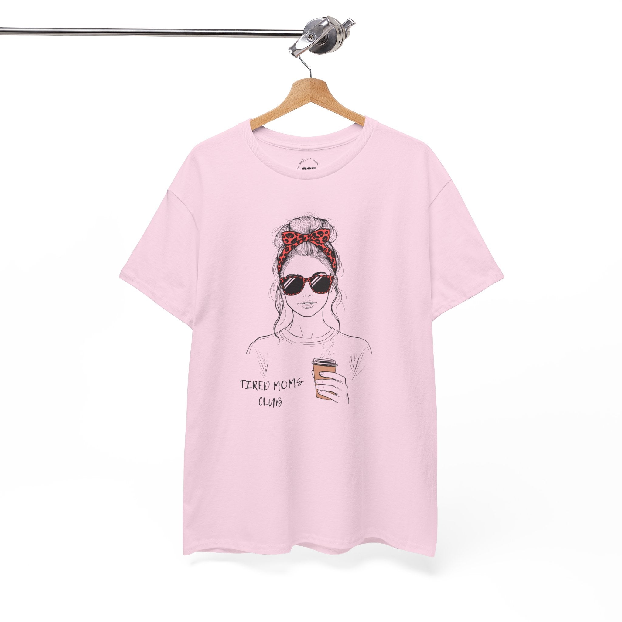 Tired MOM T-Shirt | Mom Hair Bandana Sunglasses Coffee Tee