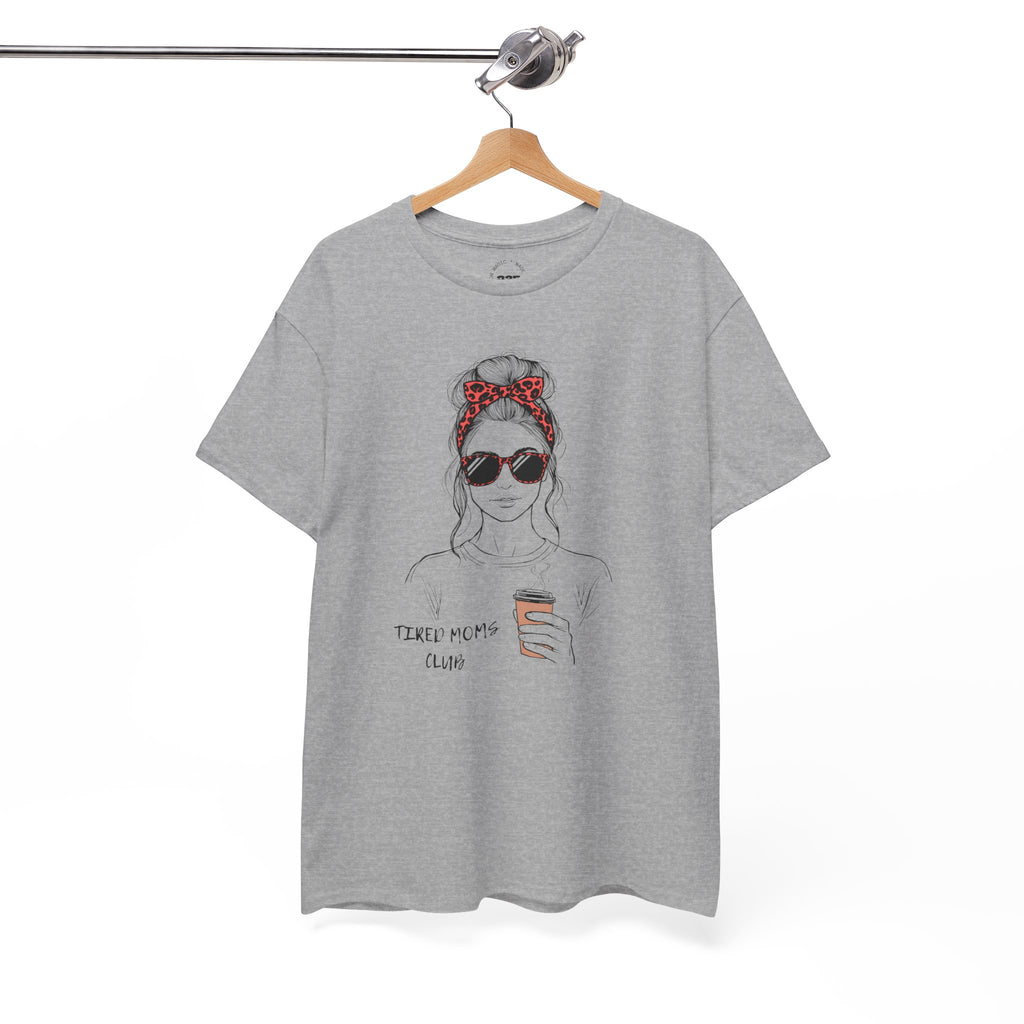 Tired MOM T-Shirt | Mom Hair Bandana Sunglasses Coffee Tee