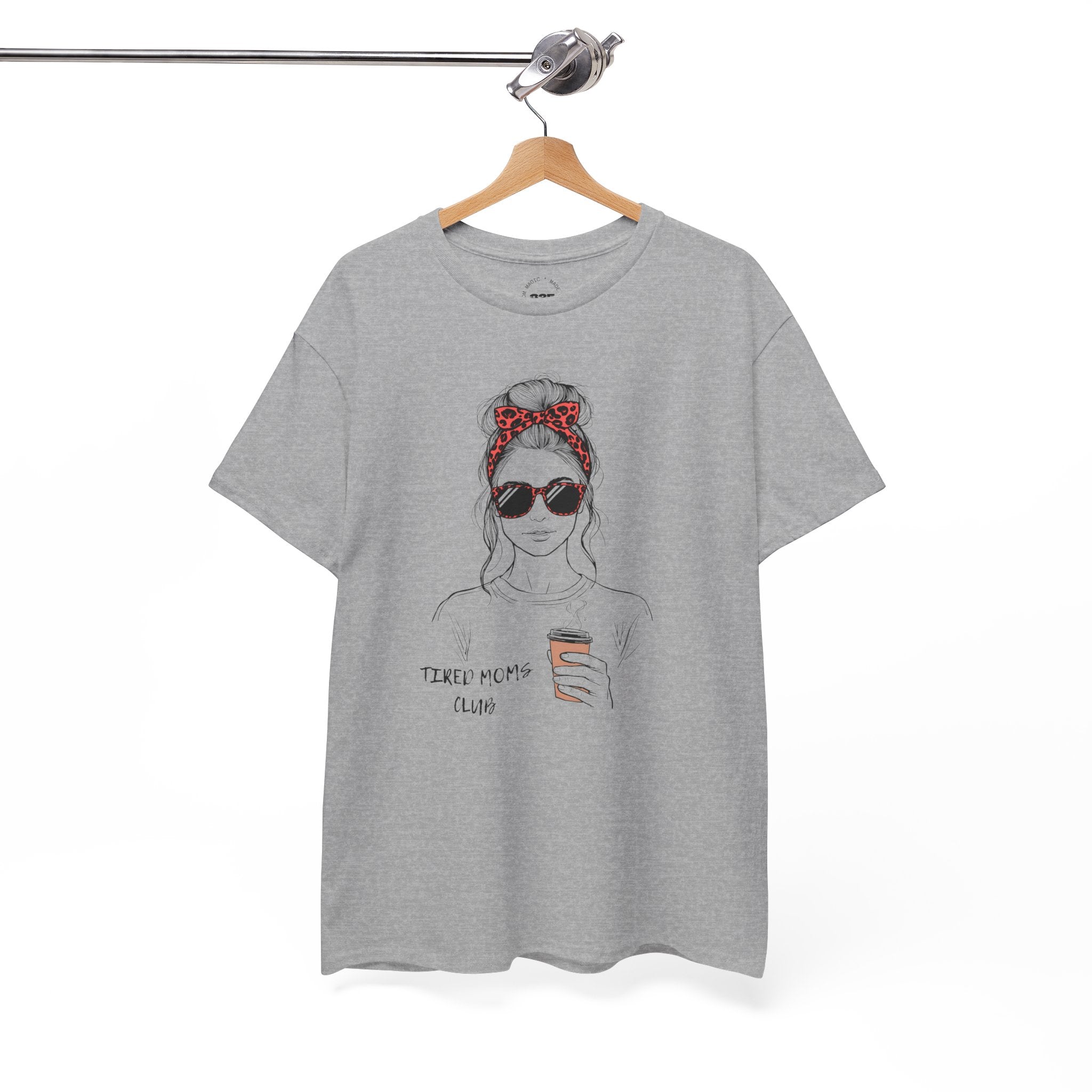 Tired MOM T-Shirt | Mom Hair Bandana Sunglasses Coffee Tee