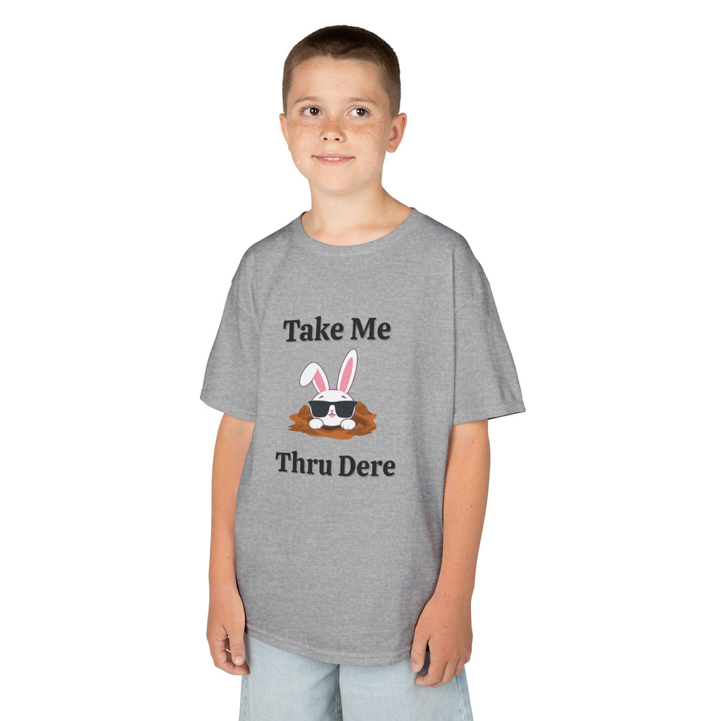 Kids Tee — "Take Me Thru Dere" Bunny Sunglasses Graphic