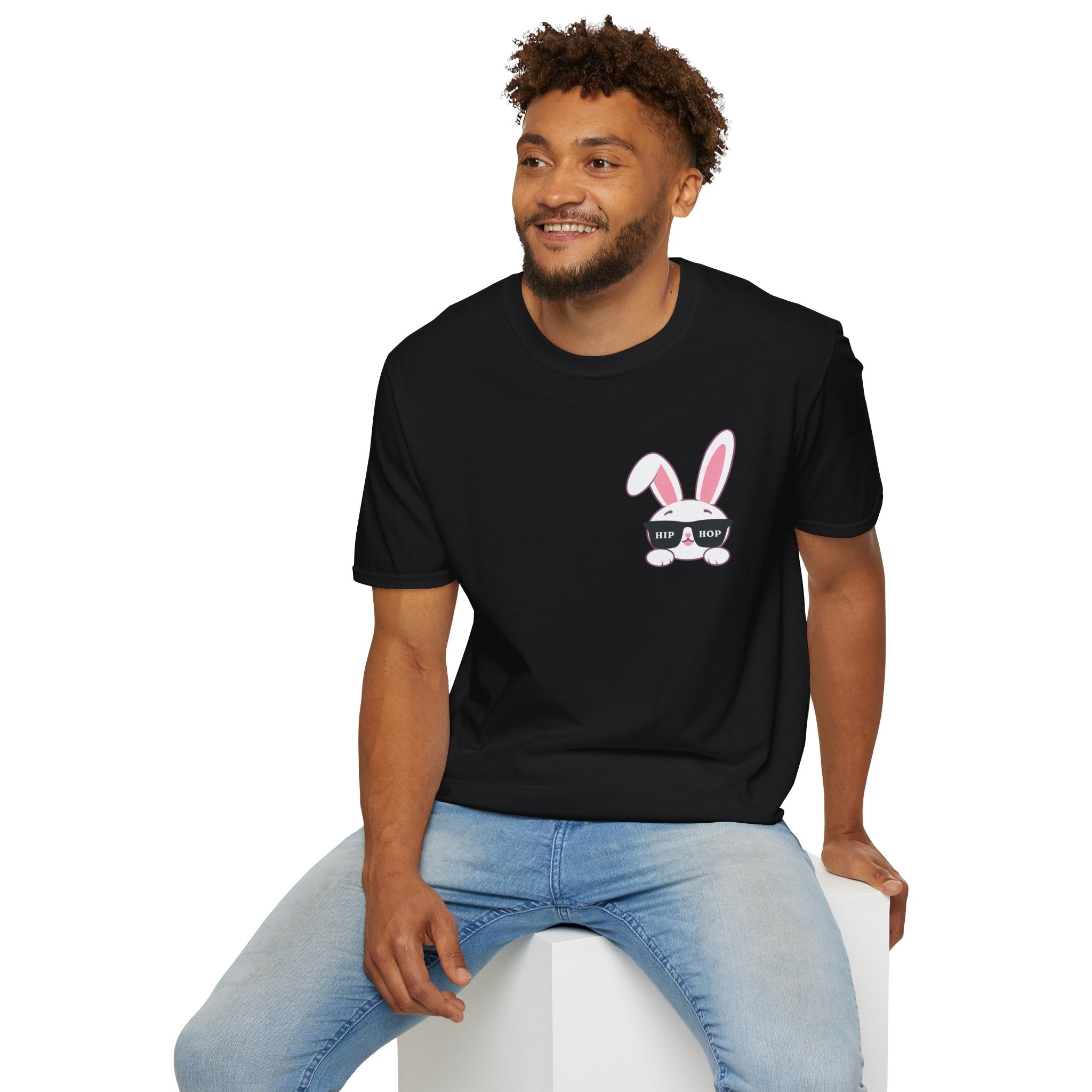 Cool Bunny Sunglasses T-Shirt — Cute Rabbit Pocket Graphic Tee for Easter & Everyday