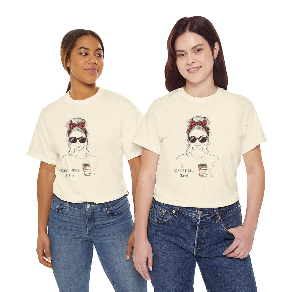 Tired MOM T-Shirt | Mom Hair Bandana Sunglasses Coffee Tee
