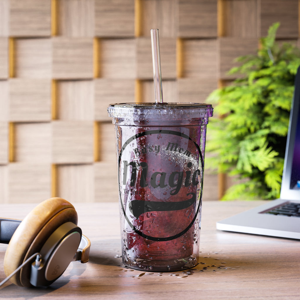 Busy Mom Magic Acrylic Tumbler – Clear Travel Cup with Straw