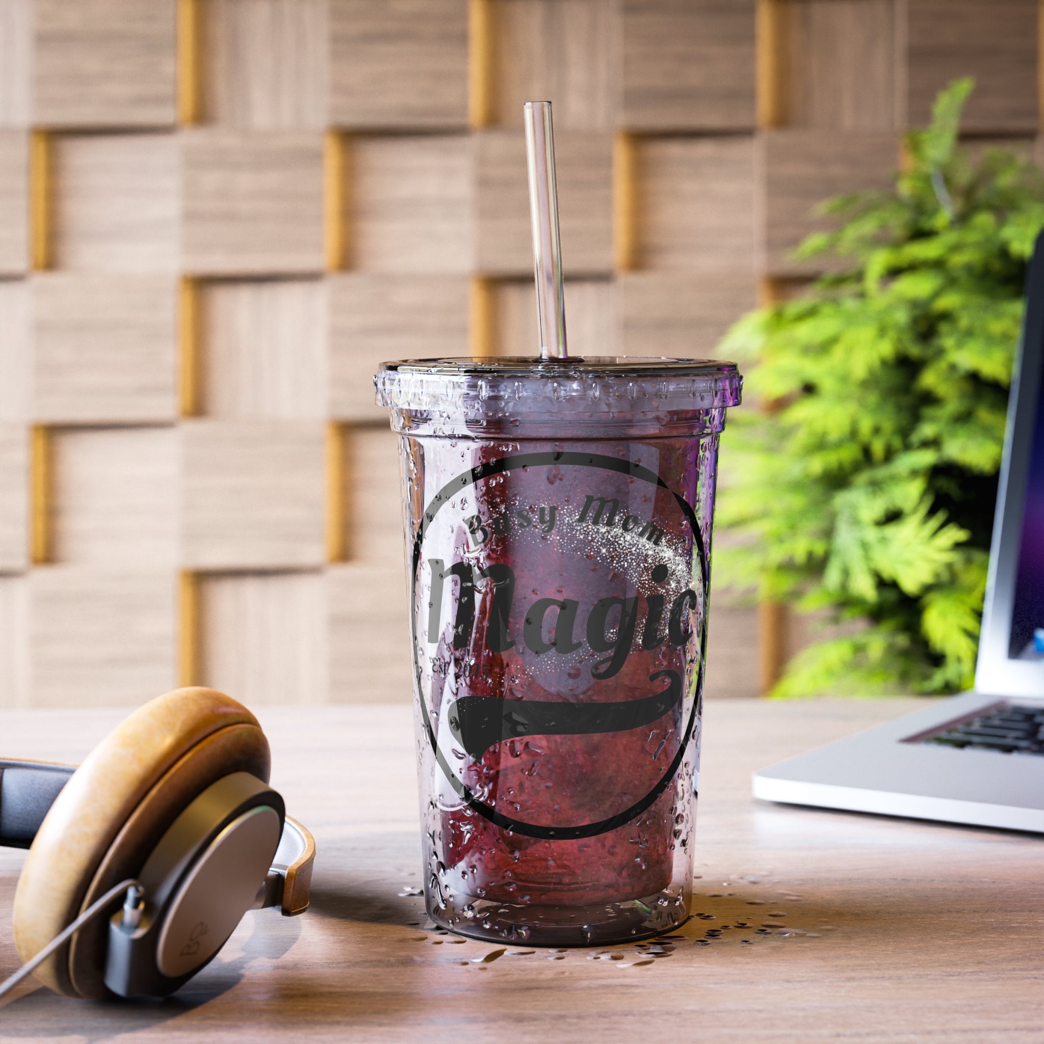 Busy Mom Magic Acrylic Tumbler – Clear Travel Cup with Straw