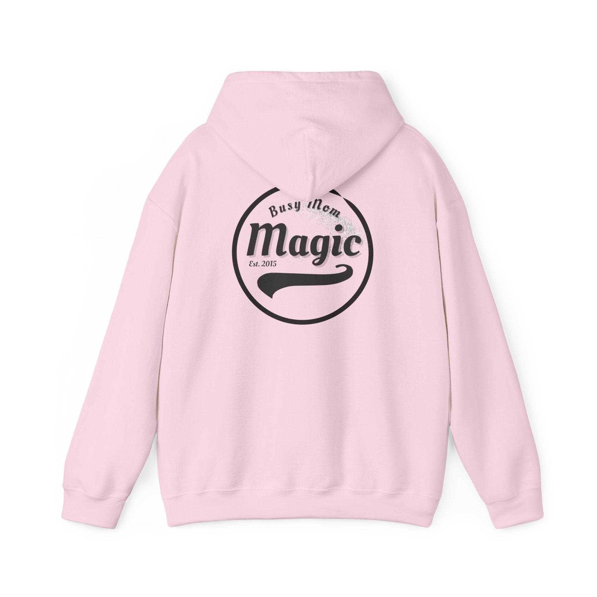 Magic Logo Hoodie | Vintage Circle Badge, 'Busy Mom' Script