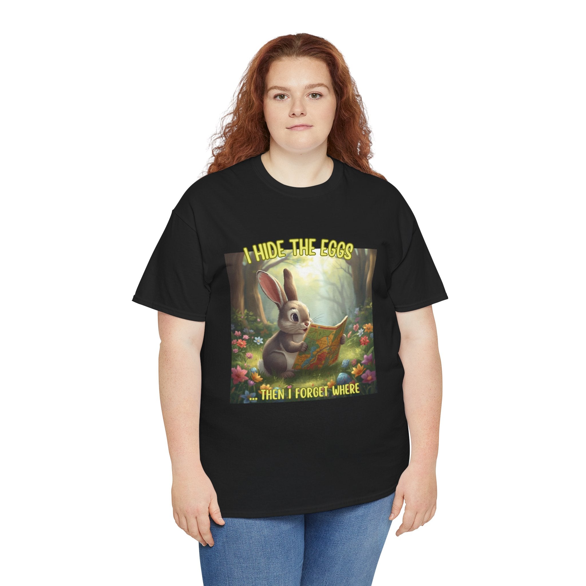 Easter Bunny T‑Shirt – "I Hide The Eggs Then I Forget Where" Cute Woodland Rabbit Tee