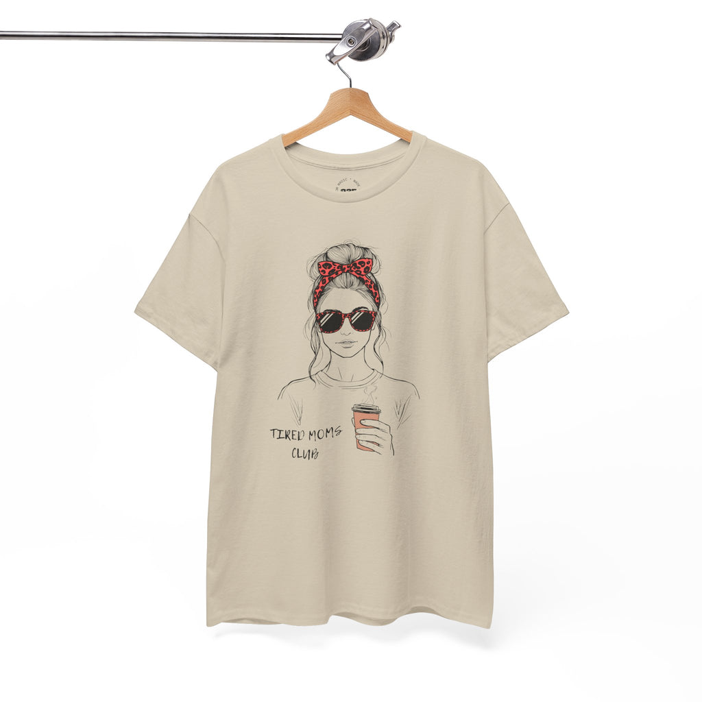 Tired MOM T-Shirt | Mom Hair Bandana Sunglasses Coffee Tee