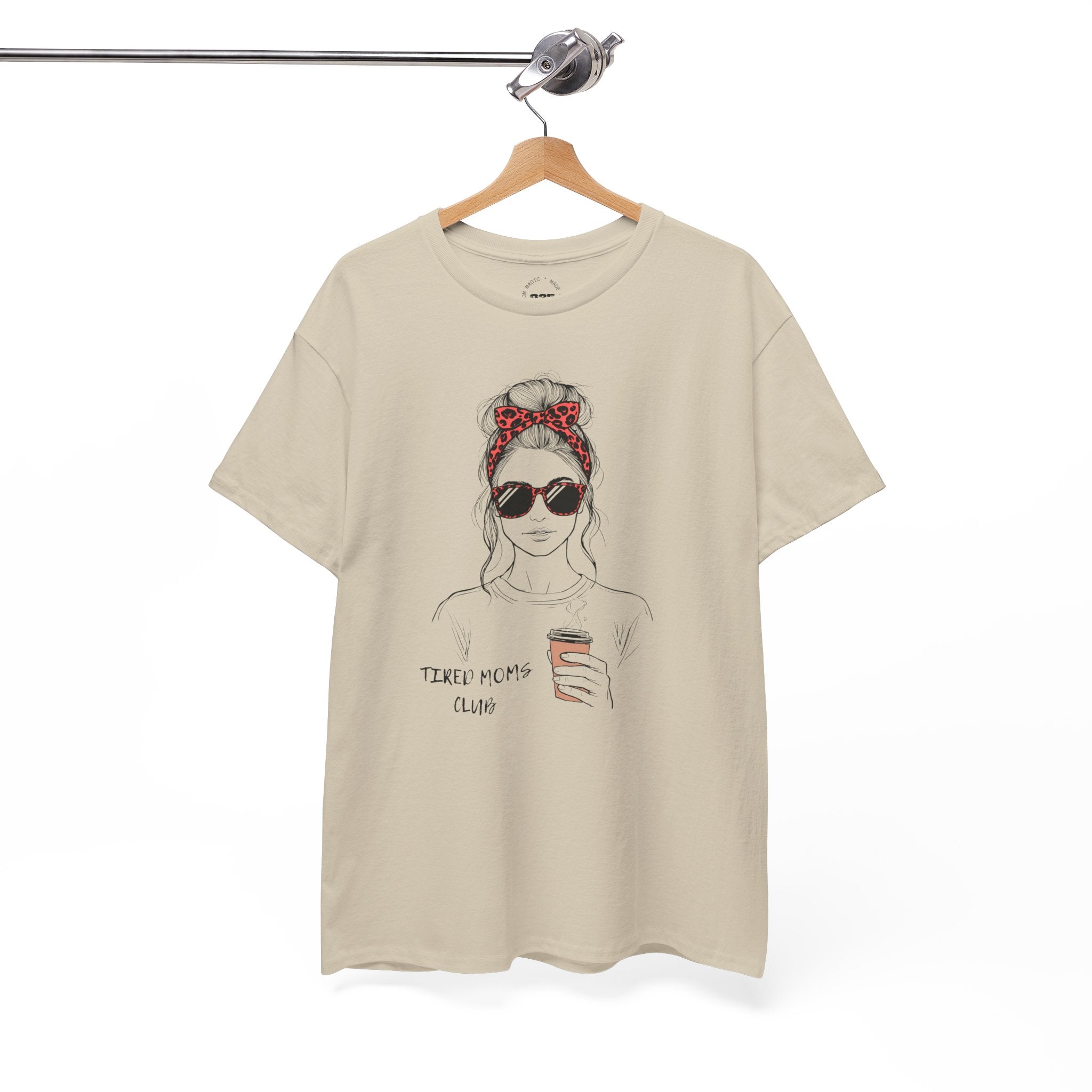 Tired MOM T-Shirt | Mom Hair Bandana Sunglasses Coffee Tee