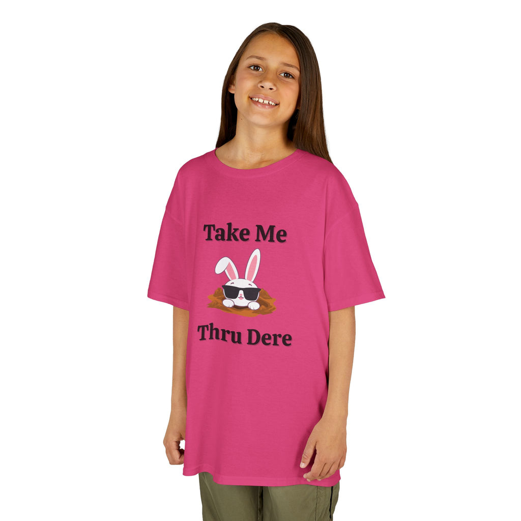 Kids Tee — "Take Me Thru Dere" Bunny Sunglasses Graphic