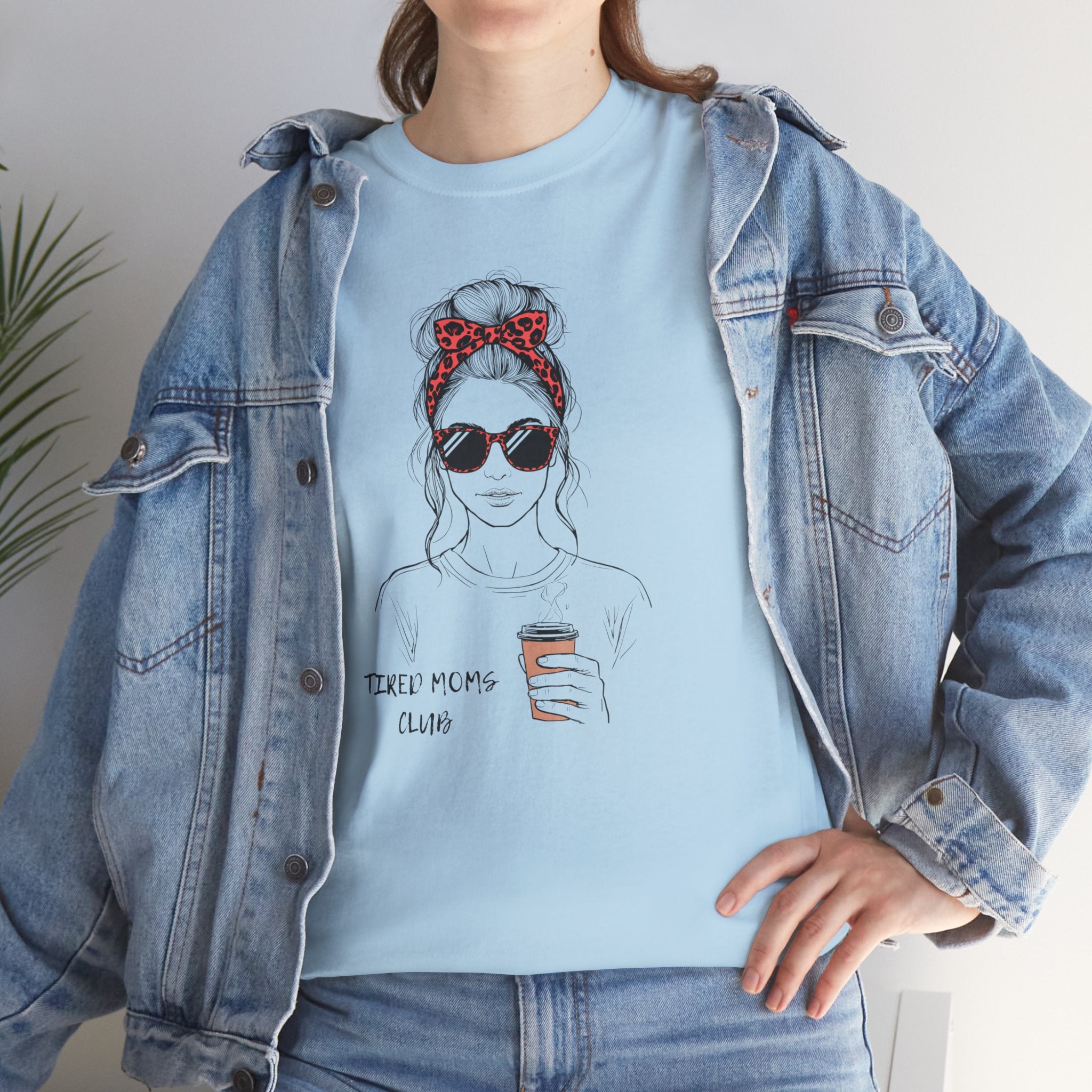 Tired MOM T-Shirt | Mom Hair Bandana Sunglasses Coffee Tee