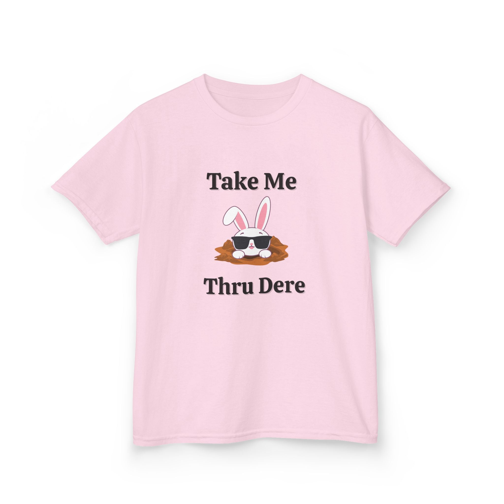 Kids Tee — "Take Me Thru Dere" Bunny Sunglasses Graphic