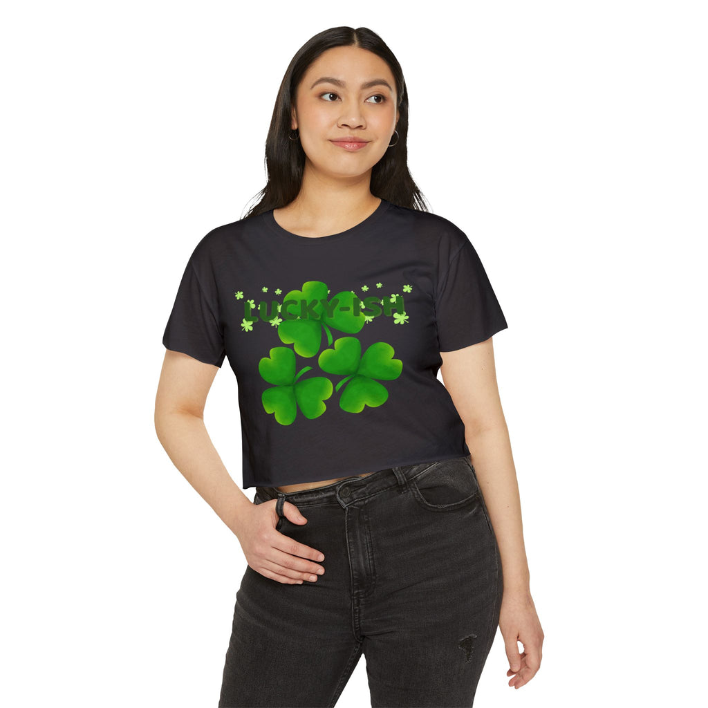 Lucky-ish Clover Crop Top — Women's St. Patrick's Day Festival Tee