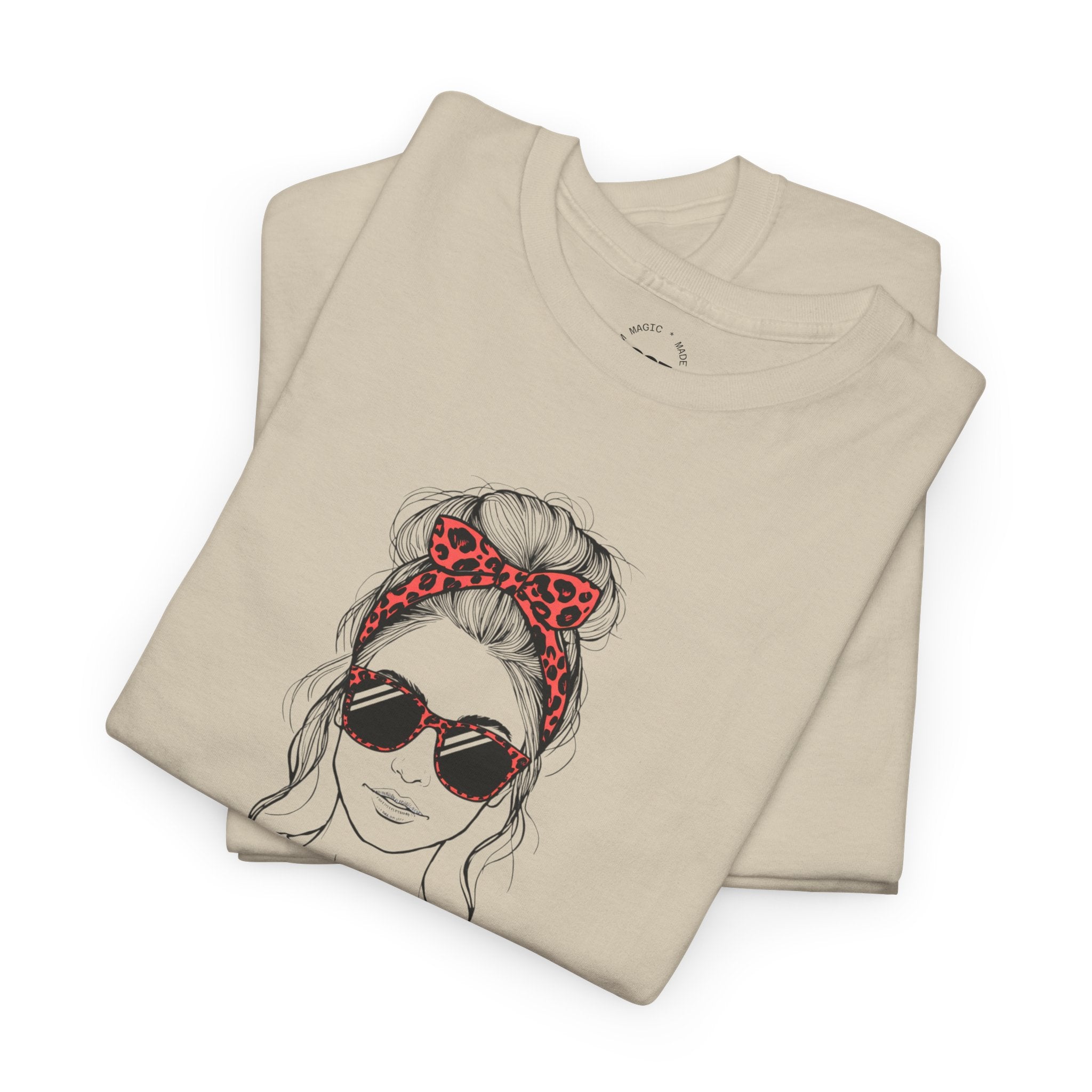 Tired MOM T-Shirt | Mom Hair Bandana Sunglasses Coffee Tee