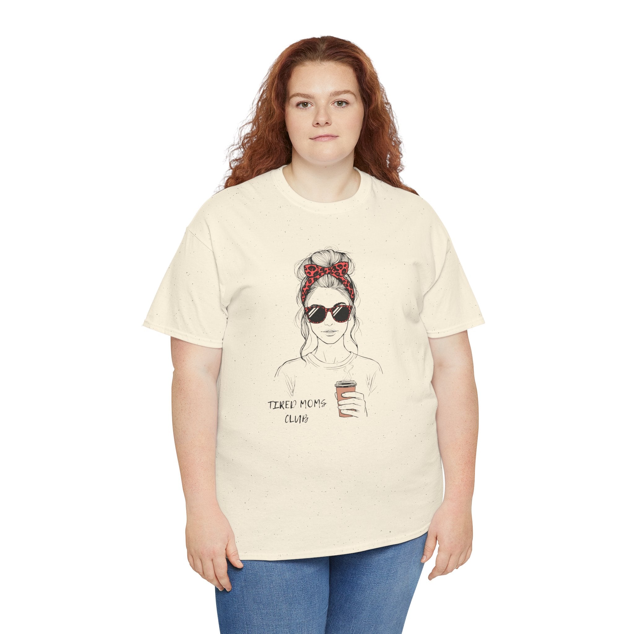 Tired MOM T-Shirt | Mom Hair Bandana Sunglasses Coffee Tee