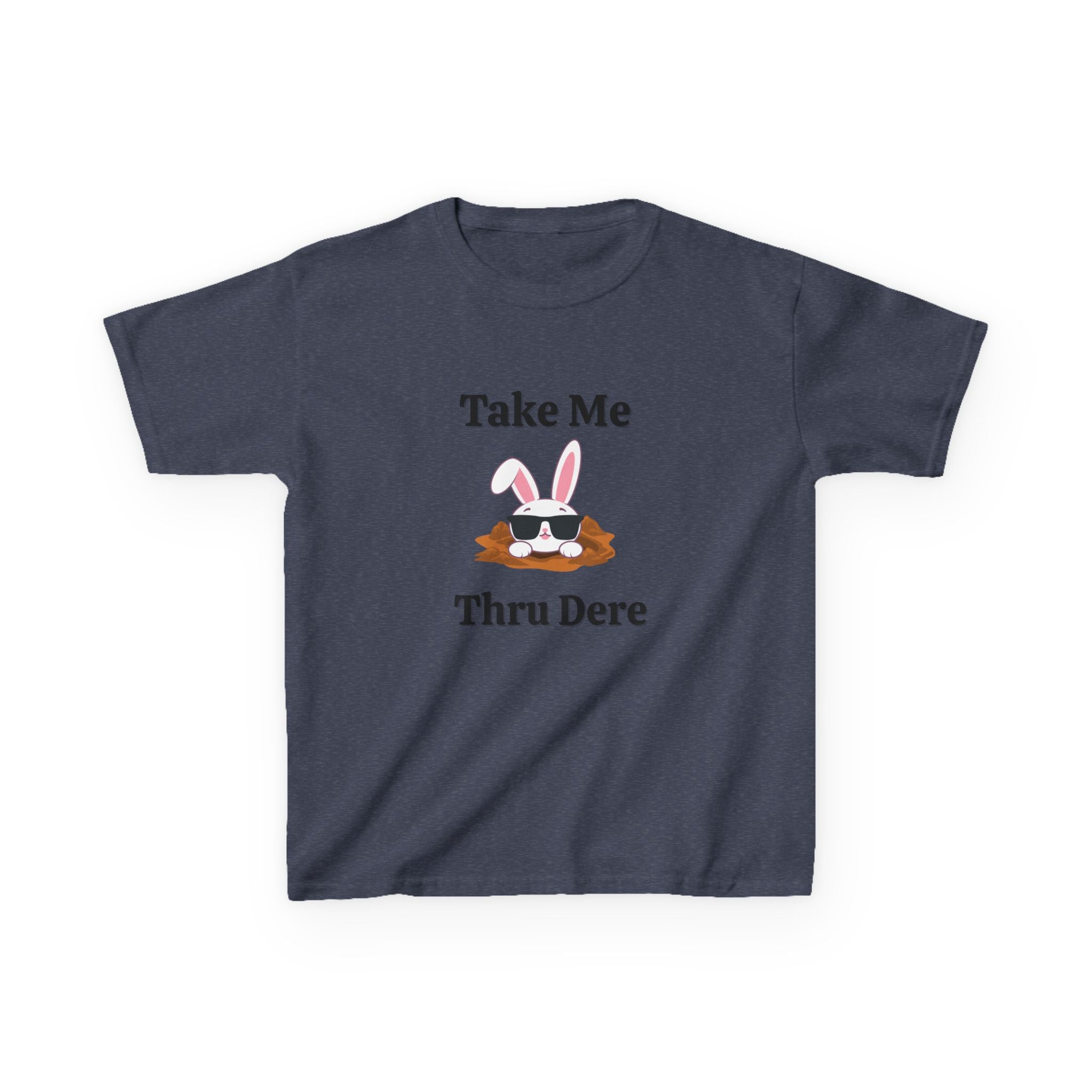 Kids Tee — "Take Me Thru Dere" Bunny Sunglasses Graphic