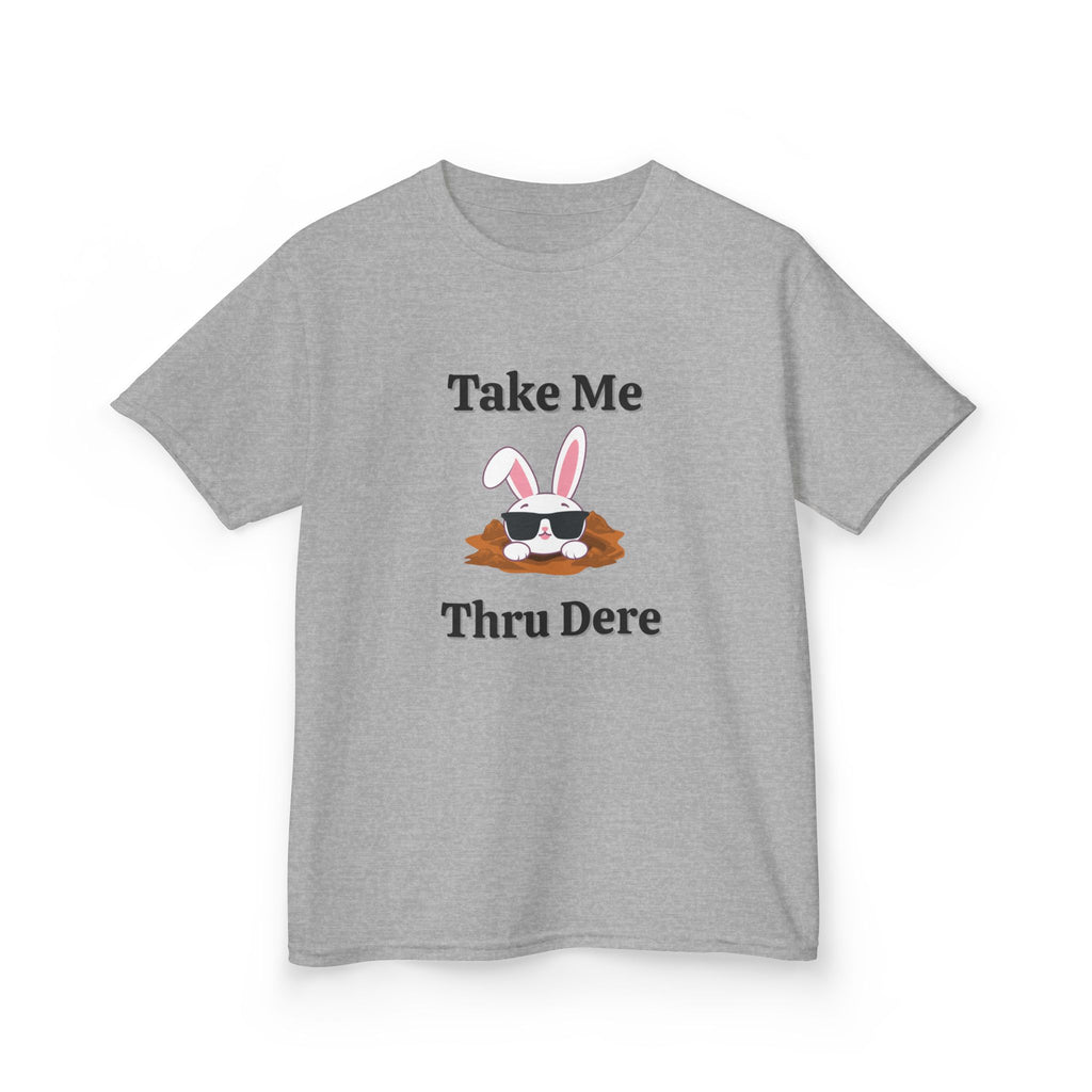 Kids Tee — "Take Me Thru Dere" Bunny Sunglasses Graphic