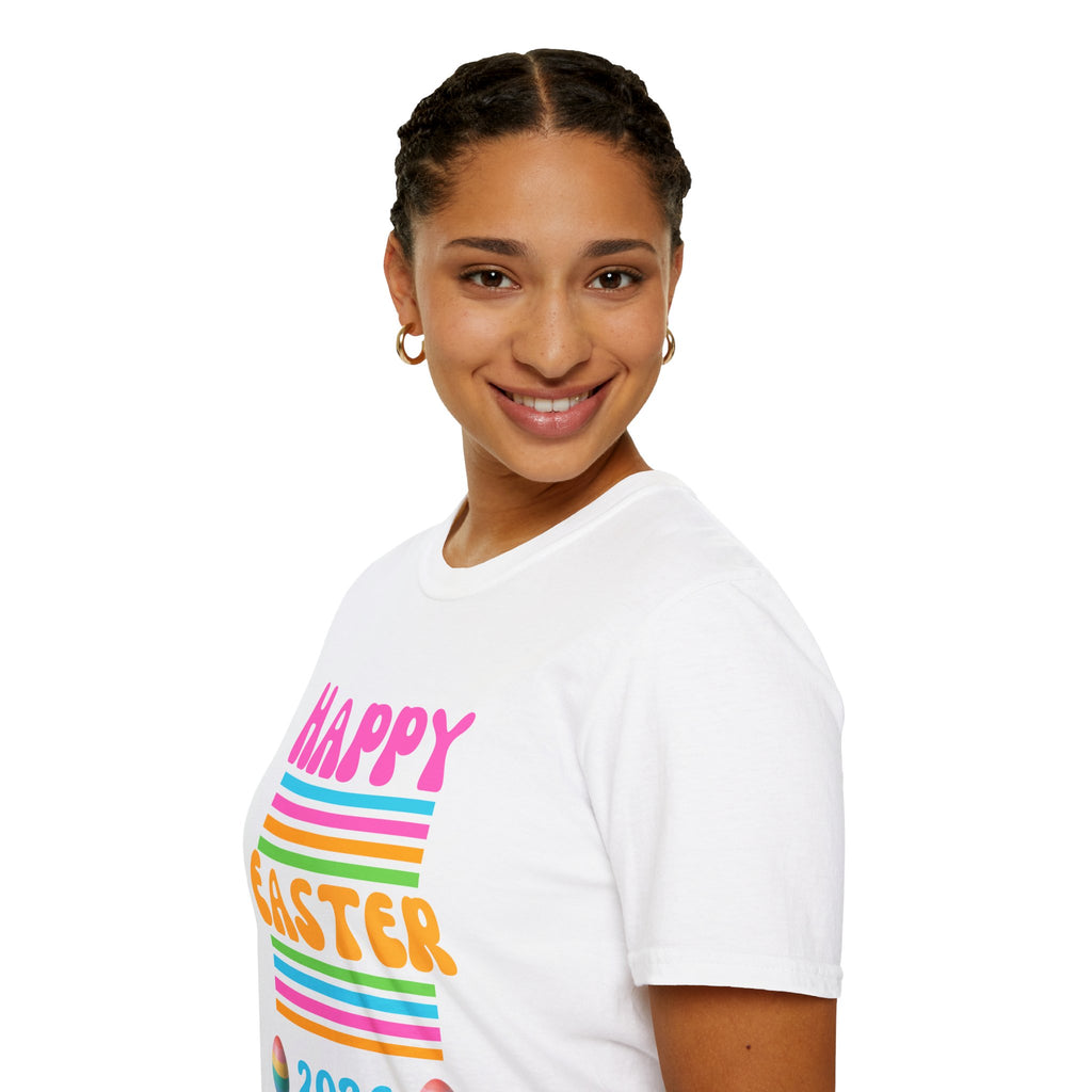 Happy Easter 2026 T-Shirt | Pastel Stripes, Easter Eggs