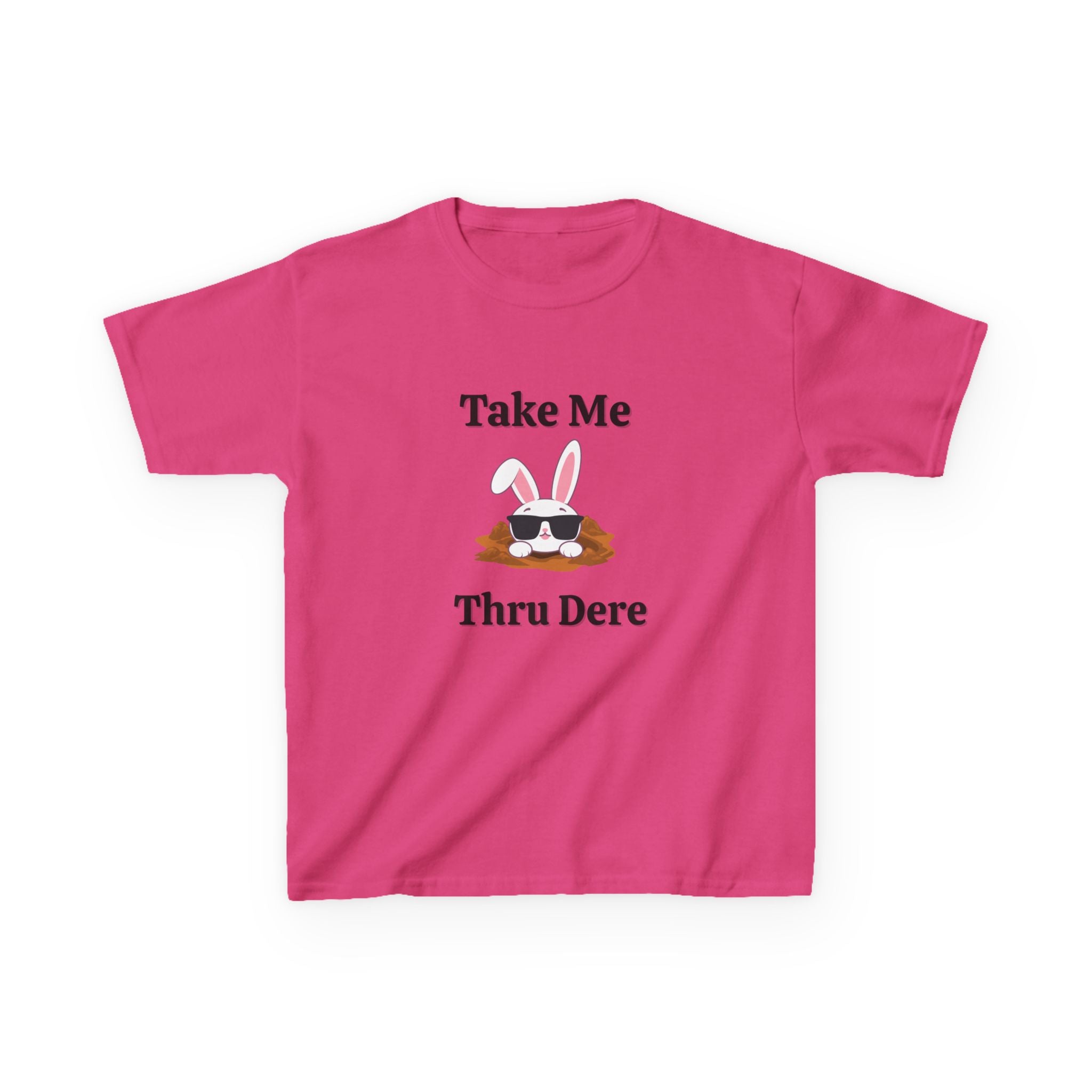 Kids Tee — "Take Me Thru Dere" Bunny Sunglasses Graphic